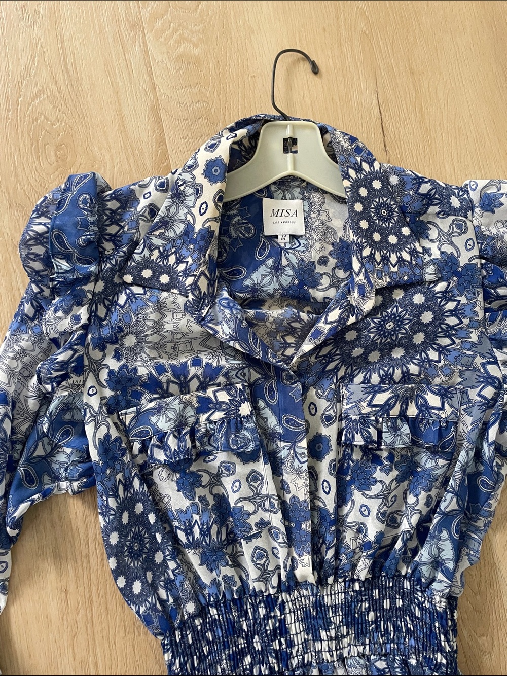 Misa Los Angeles Blue and White Floral Long-Sleeve Maxi Dress - Picture 3 of 6